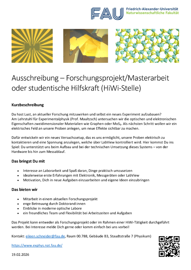 Ausschreibung – Forschungsprojekt/Masterarbeit oder studentische Hilfskraft